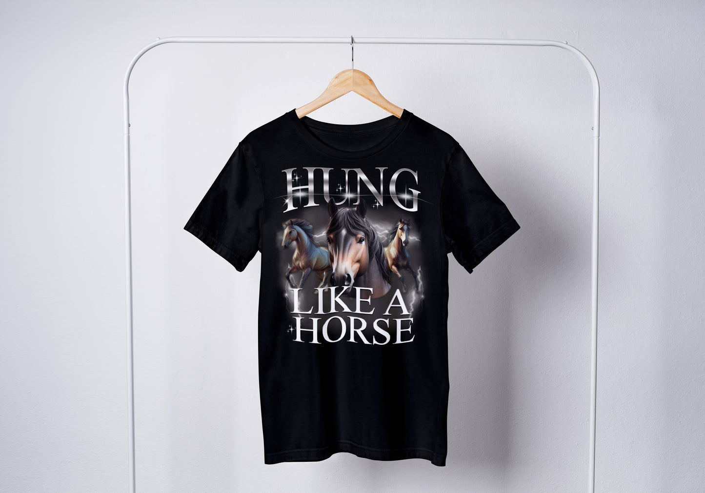 Hung Like A Horse T-Shirt - Funny T-Shirt - Birthday Gift Idea