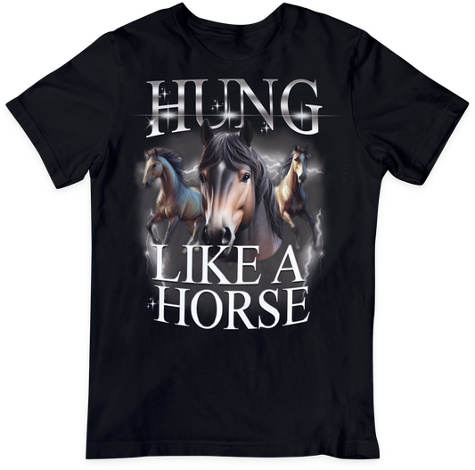 Hung Like A Horse T-Shirt - Funny T-Shirt - Birthday Gift Idea