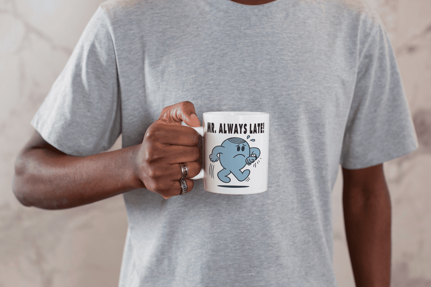 Mr. Always Late Coffee Mug - Funny Mr Men Coffee Mug