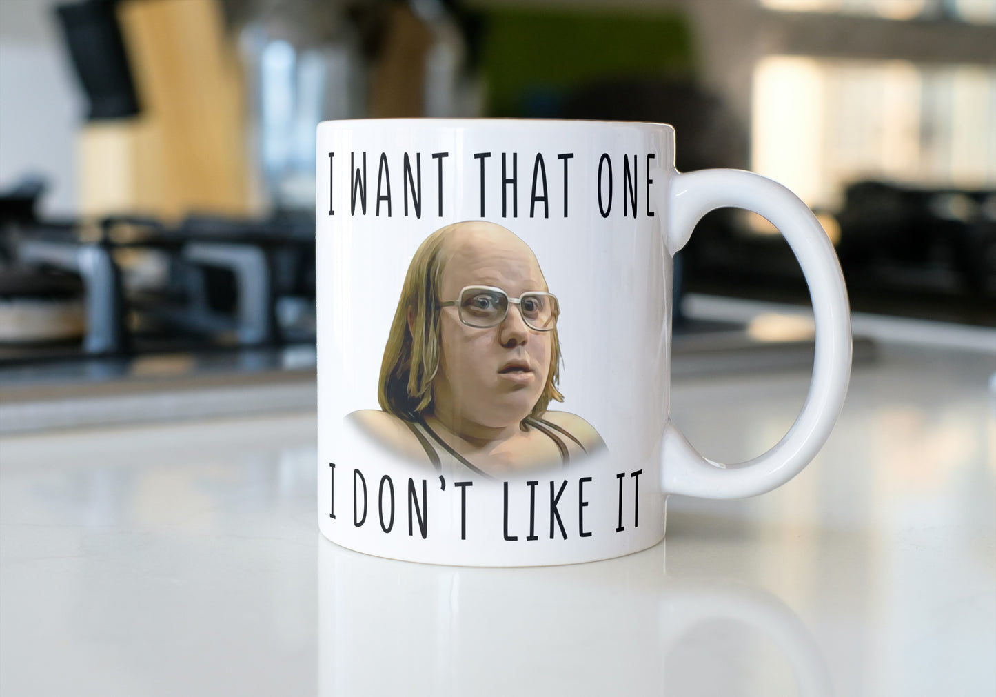 Funny Little Britain Coffee Mug - "I want that one" - "I don't like it"