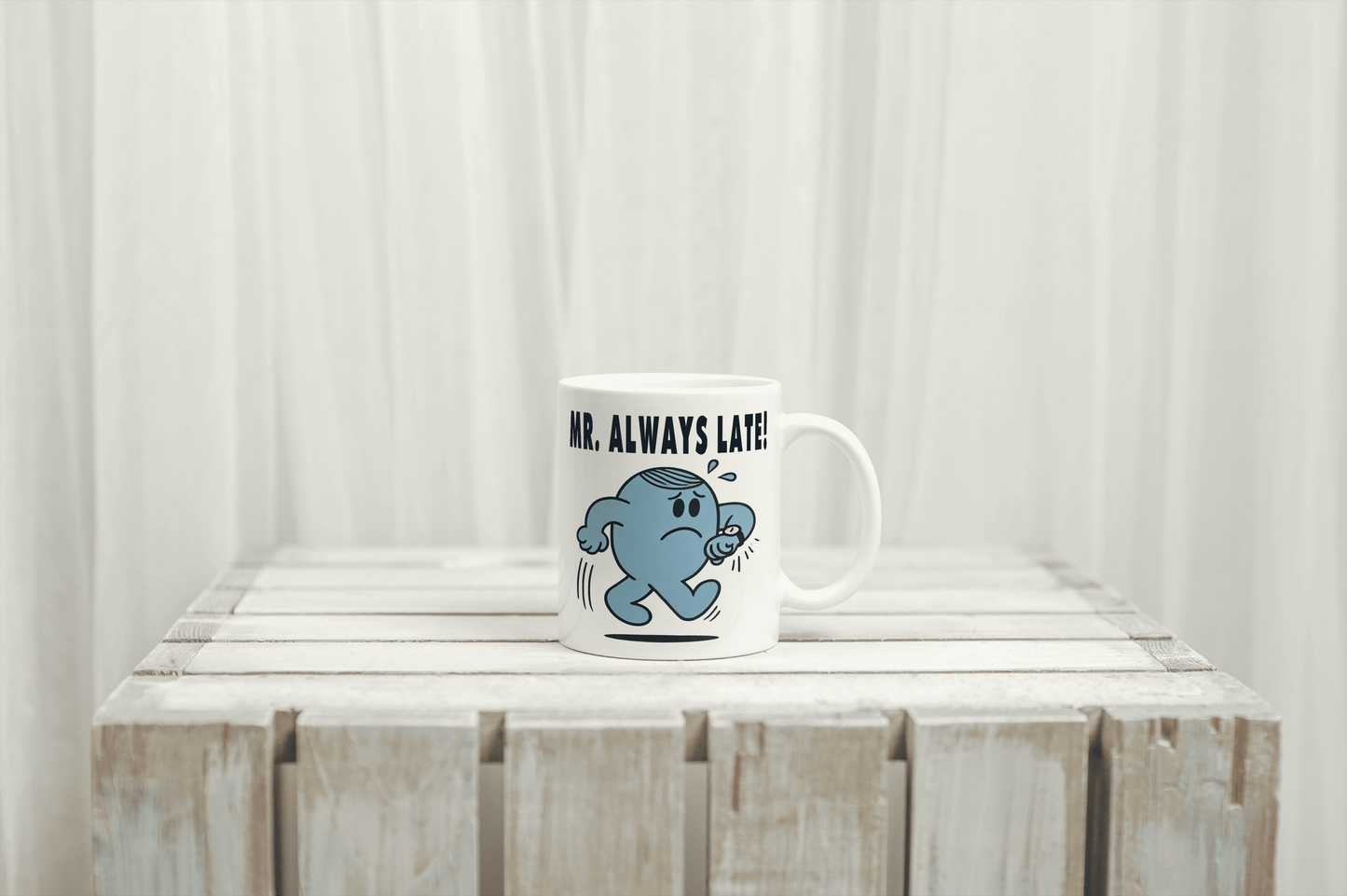 Mr. Always Late Coffee Mug - Funny Mr Men Coffee Mug