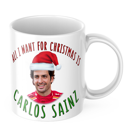 Funny Carlos Sainz Christmas Coffee Mug - All I Want For Christmas Is Carlos Sainz