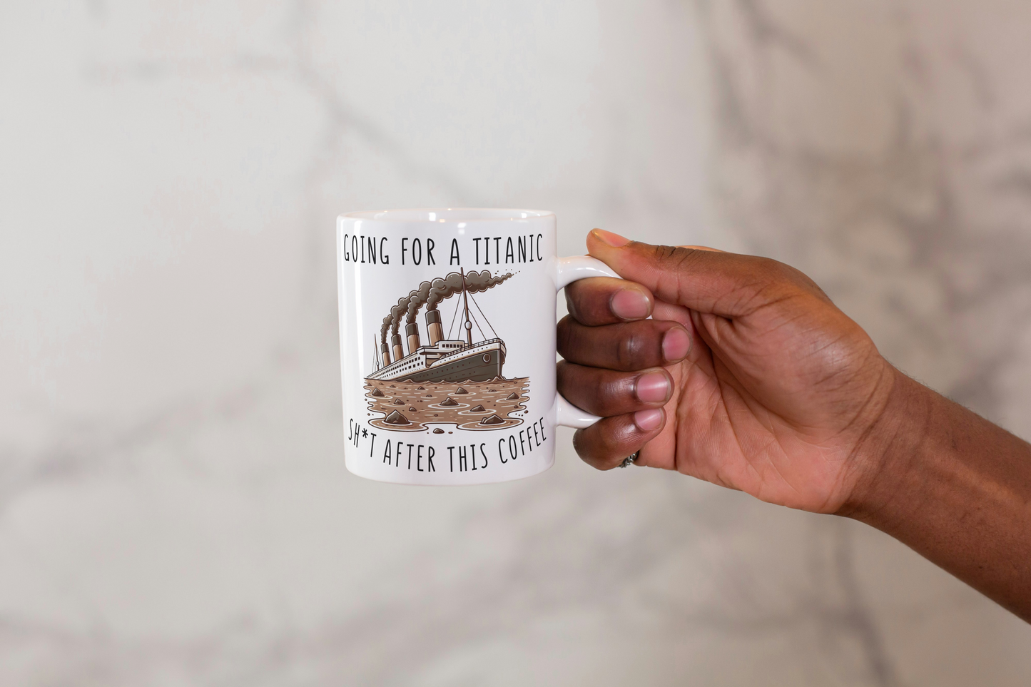 Funny Titanic Shit Mug – Rude Coffee Mug – Sinking Ship Design – Office Banter Gift – Hilarious Toilet Humour – Secret Santa or Gag Gift