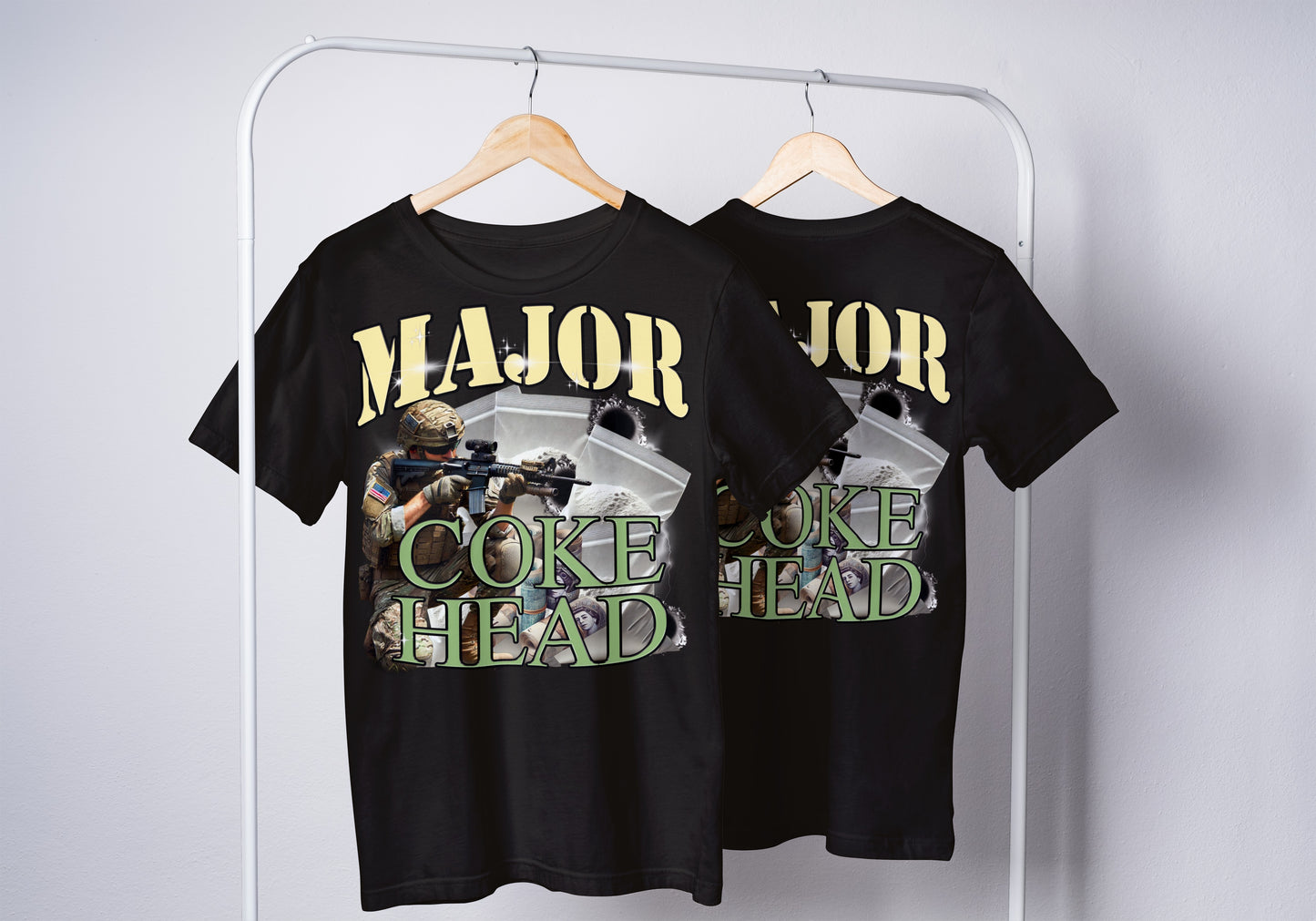 Cocaine Themed T-Shirt - Major Cokehead - Funny Tshirt