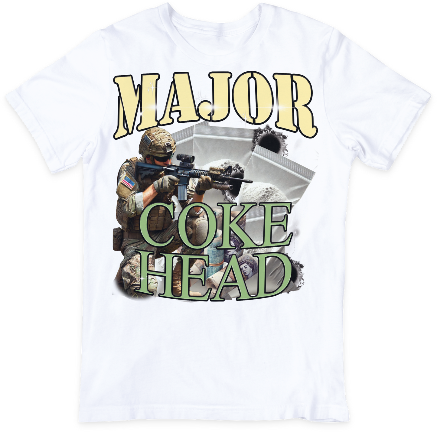 Cocaine Themed T-Shirt - Major Cokehead - Funny Tshirt