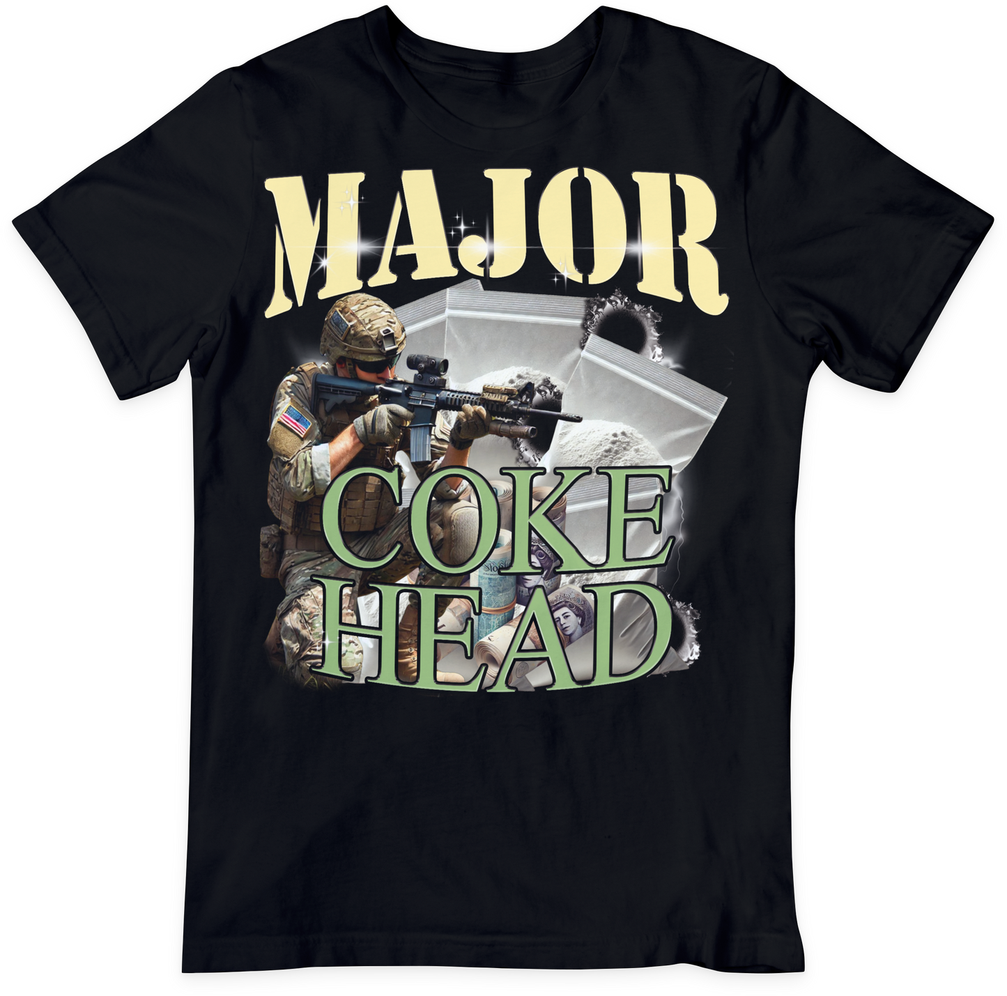 Cocaine Themed T-Shirt - Major Cokehead - Funny Tshirt