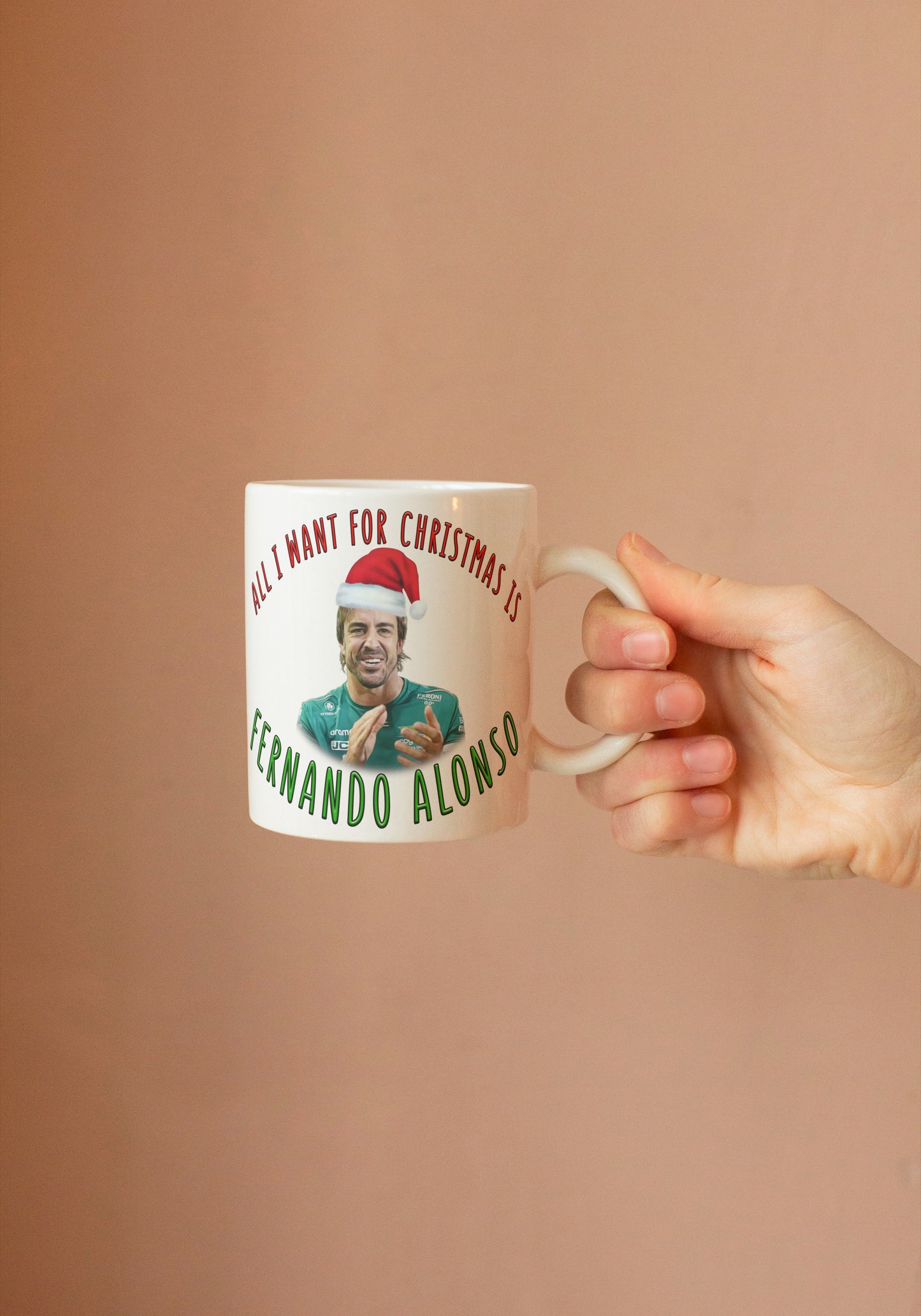 Fernando Alonso Christmas Coffee Gift Mug - All I Want For Christmas