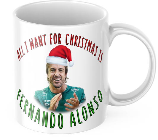 Fernando Alonso Christmas Coffee Gift Mug - All I Want For Christmas