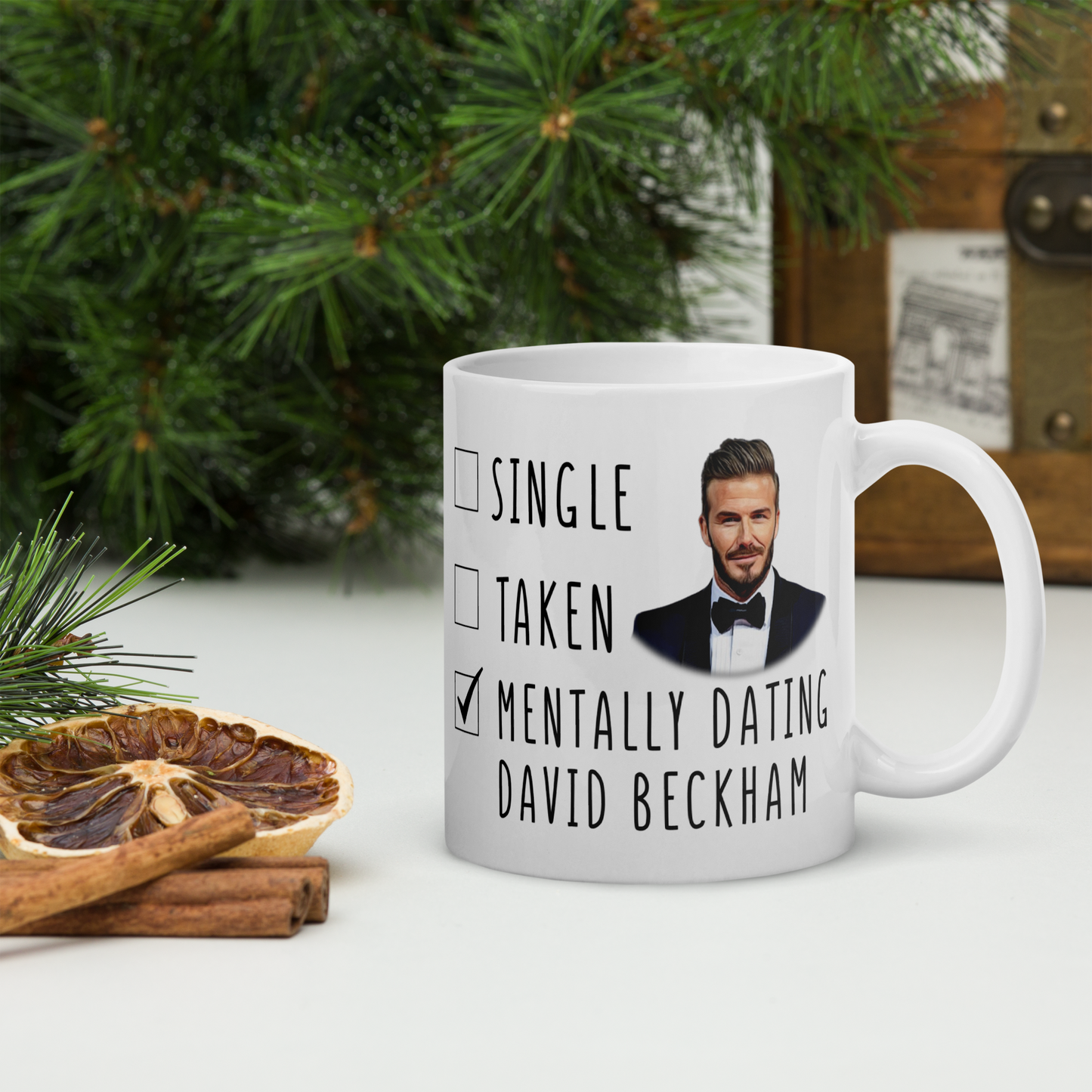 Funny Christmas David Beckham Mug